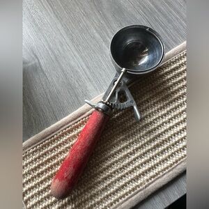 Antique Peerless Ice Cream Scoop With Red Wooden Handle